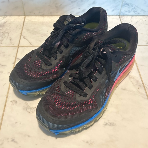 Nike Air Max 2014 Rare Running Trainers (Black, Blue, Pink) - Picture 2 of 3